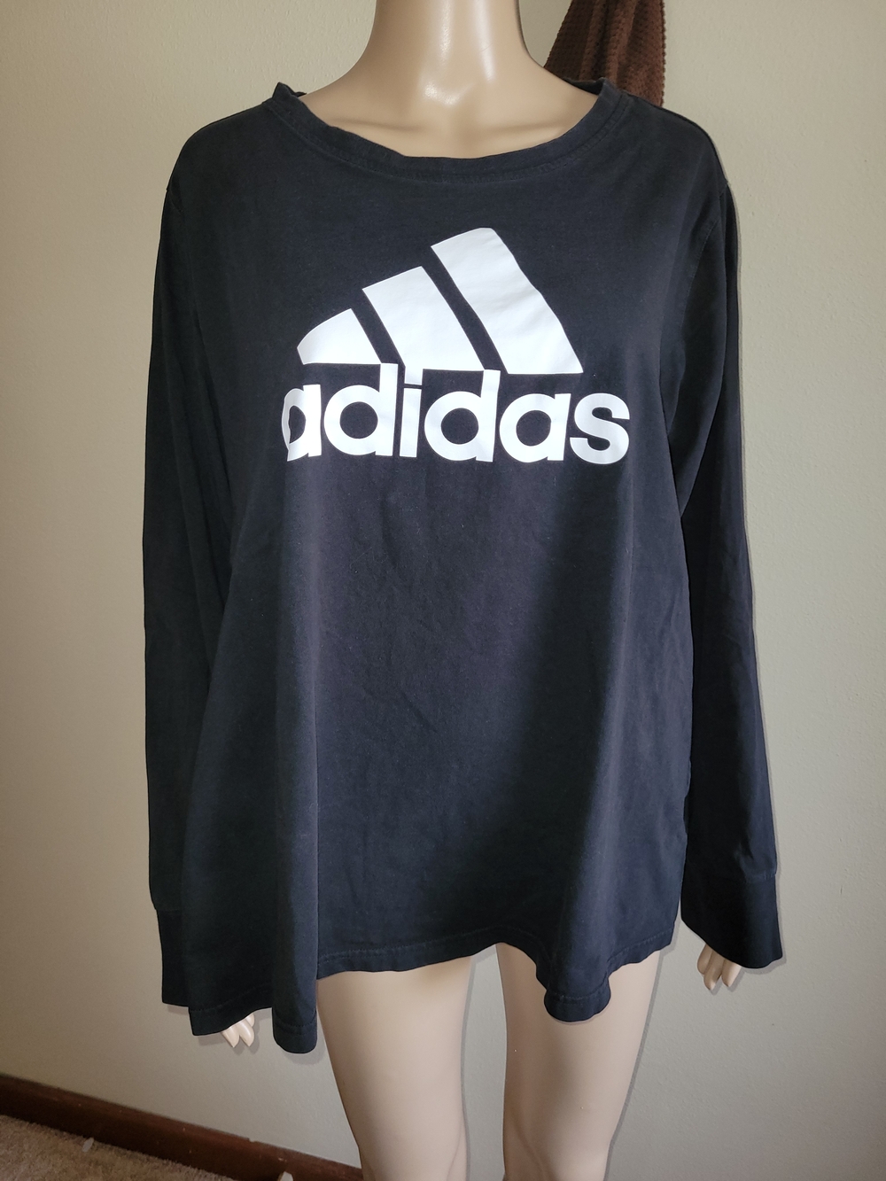 Adidas Black Long Sleeve Logo Tee -       Size 3X.